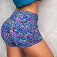 thumbnail image 4 of Xecao Colorful Mushrooms Print Workout Shorts for Women Soft Smooth Gym Yoga Scrunch Active Tennis Workout Running Shorts, 4 of 9