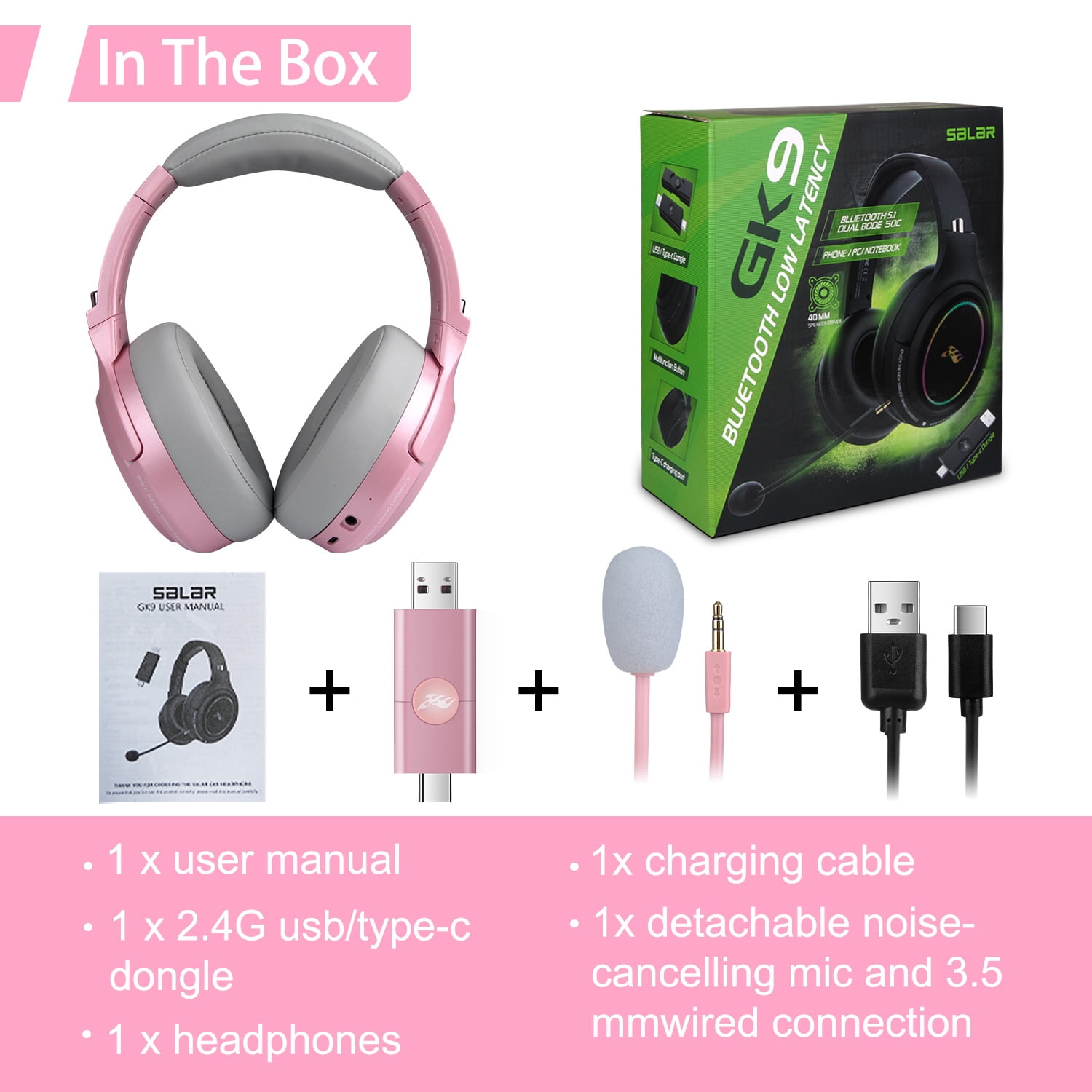 Wireless Gaming Headset,HopePow 1000mAh PC Gaming Headset with Mic for PS5 PS4 Switch with Bluetooth+2.4 GHz+USB Gaming Headphones with Noise Canceling Microphone,3.5mm Wired for Xbox Series