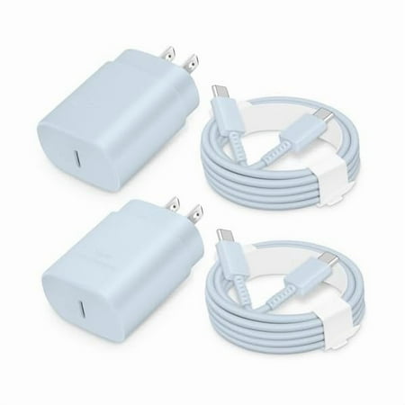 xzyuan 25W USB-C Fast Charger Block with C-to-C Cable [PD PPS Compatible] for Galaxy S24/S23/S22 Pixel 8/7 Z Flip 5 i Phone 17/16/15 - Compact Type C Charger [Blue]