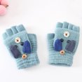 thumbnail image 1 of Guantes de invierno para niños con medio dedo y tejido de punto, cálidos, con C, 1 of 3