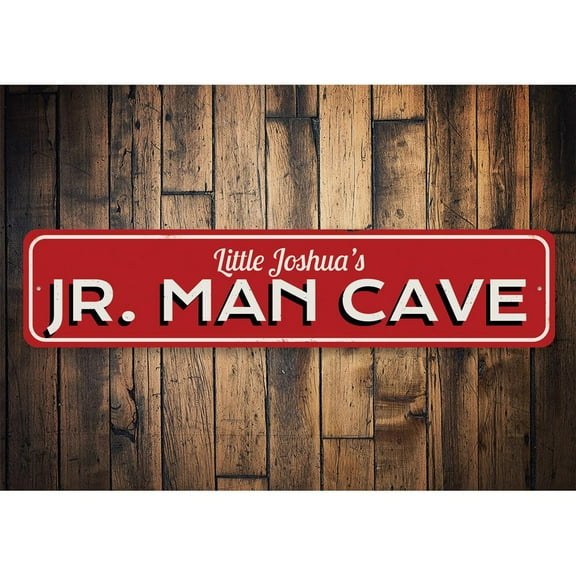 Jr Man Cave Novelty Sign, Metal Wall Decor - 4x18 inches