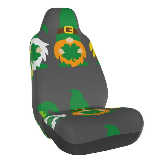 Wukai Spring St Patrick’S Day Irish Gnomes Full Set Car Seat Covers with Soft Padding Universal Auto Front Seats Protector and Cushion Mat
