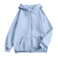 thumbnail image 5 of Zip Up Hoodie Women Long Sleeve Full Zipper Oversized Sweatshirt Comfy Travel Track Jacket Fall Clothes with Pockets,XL, 5 of 8