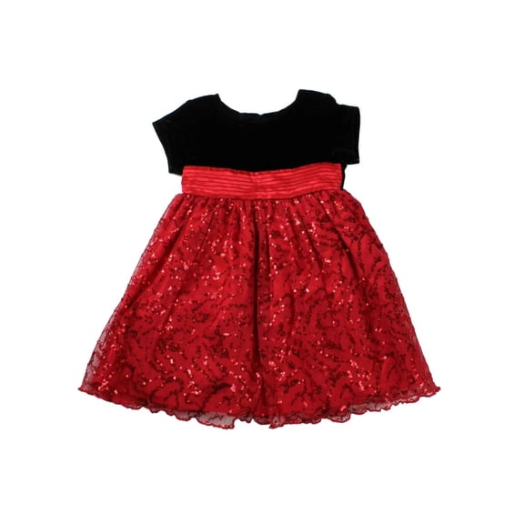Blueberi Boulevard Infant Girls Velour & Red Sequin Holiday Party Dress 24m