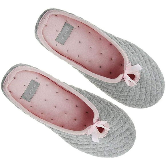 Greenery Womens Indoor Slippers Slip-on Soft Warm Cotton Home Bootie Shoes Anti-Skid Scuff Bedroom Footwear Mule Clog Grey