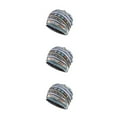thumbnail image 2 of Tuque Style Bohème Hijab Imprimé Floral Turban Protection des Oreilles Bonnet Rayé Bleu Ensemble de 3, 2 of 6