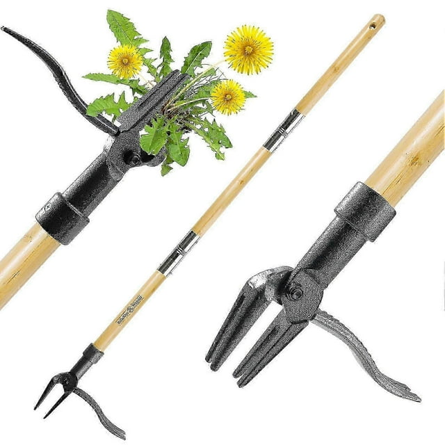 2025 Weeder - The Original Stand Up Weed Puller Tool Made with Long Handle - Real Bamboo & 4-Claw Steel Head, Weeding Tool Weed Remove Tool for Lawn/Y
