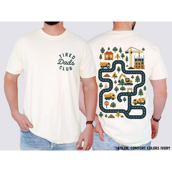 Tired Dads Club T-Shirt, Construction Dad Shirt, Play Cars On Dads Back, Mat Road Car Race Track Shirt, Father's Day Gift TH290509