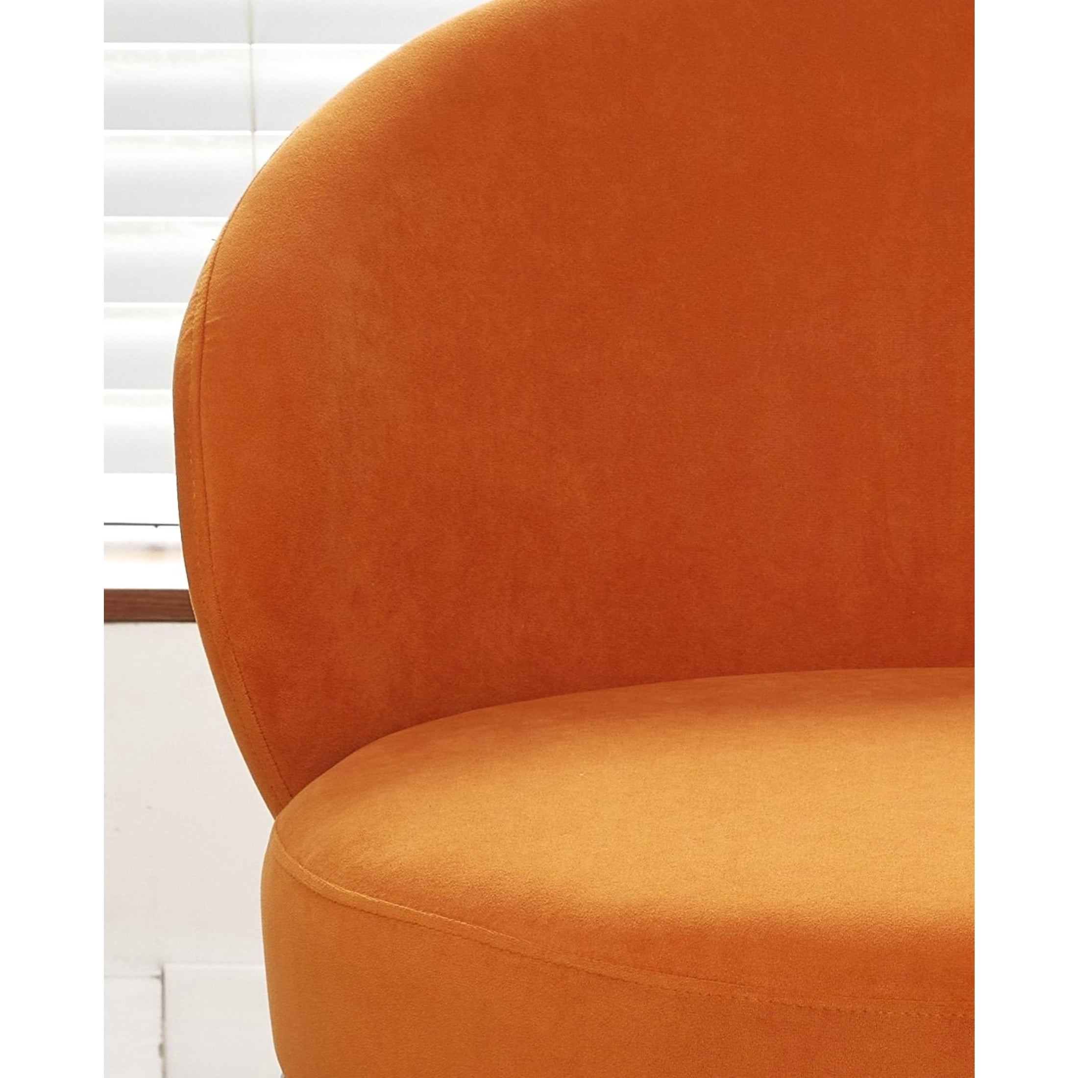 GDF Studio 27.36" Mid-Century Modern Round Accent Chair with Velvet Upholstery, Black Metal Legs, Orange