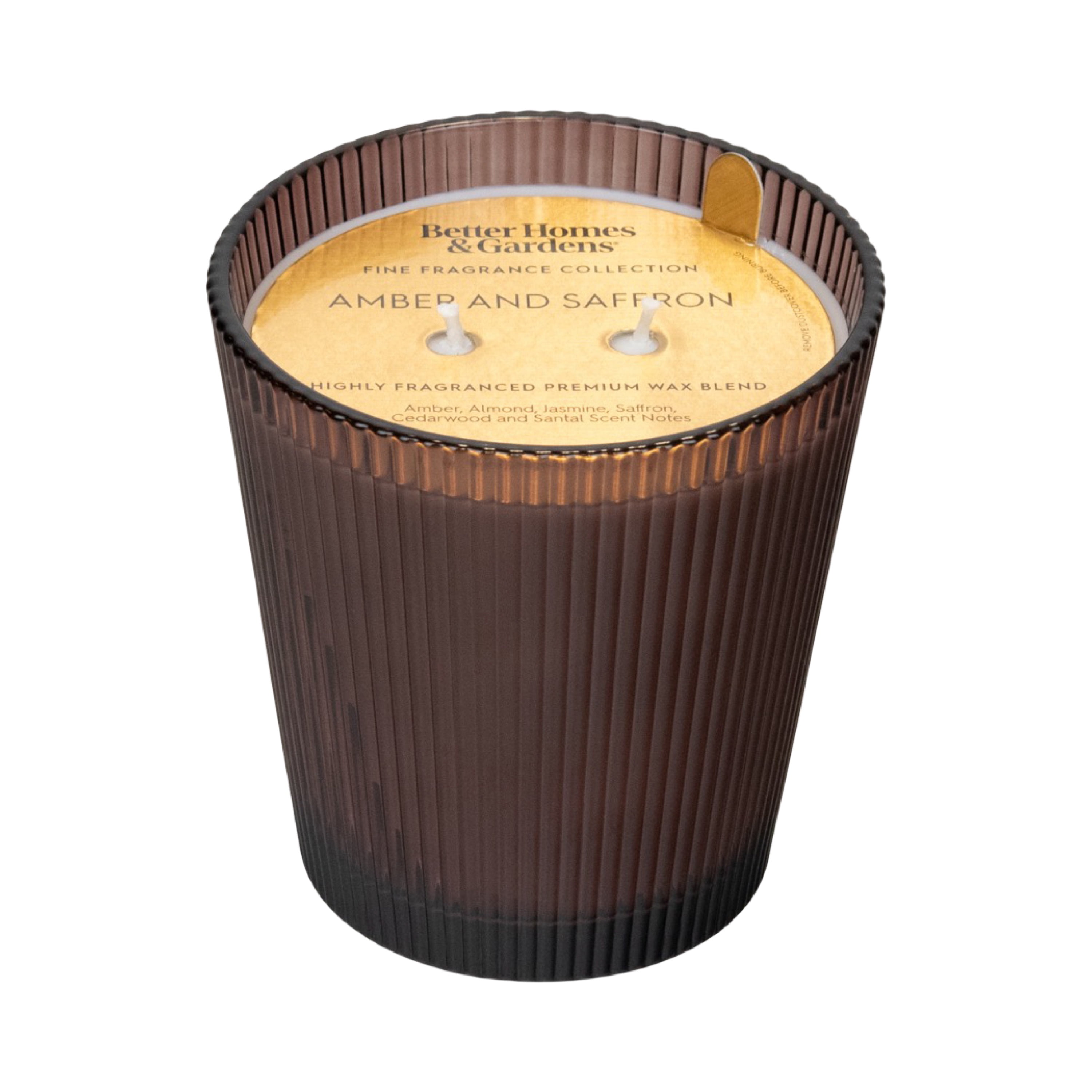 Better Homes & Gardens Fine Fragrance Collection, Amber & Saffron Scented 2-Wick Jar Candle 16 oz.