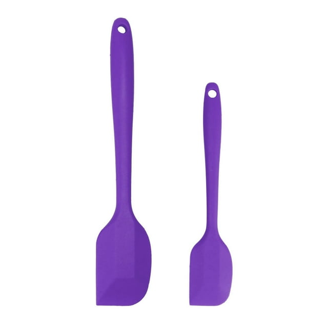 Silicona Espátula Juego 2uds Calor Resistente Cocina Goma Tornero Anti-adherente Espátula para Cocinar Hornear y Mezclar Púrpura
