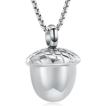 Little Acorn Cremation Urn Necklace for Ashes Keepsake Cremation Jewelry for Pet Squirrels Ashes Stainless Steel Memorial Pendant