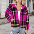thumbnail image 3 of Jackets for Women Winter Coat Jackets Flannel Stand Collar Jacket(Pink Black Green Plaid Pattern,Size:S-4XL), 3 of 7