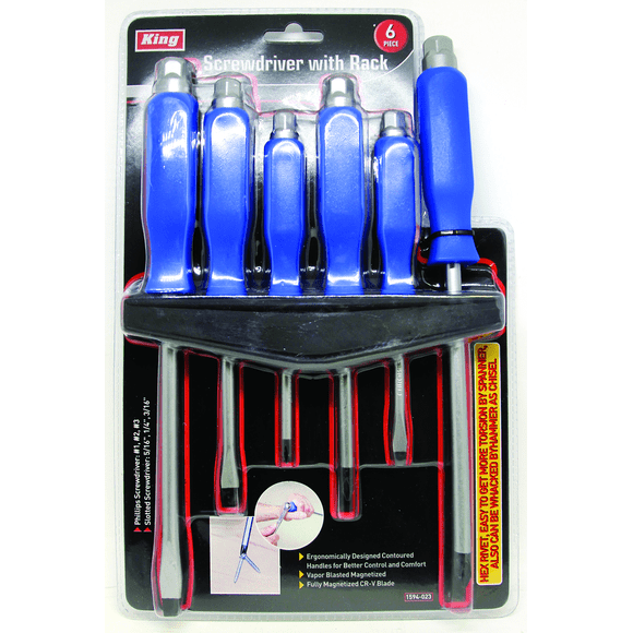 King Tools RDTV8HD 6Pc Heavy Duty Hex Head Screwd