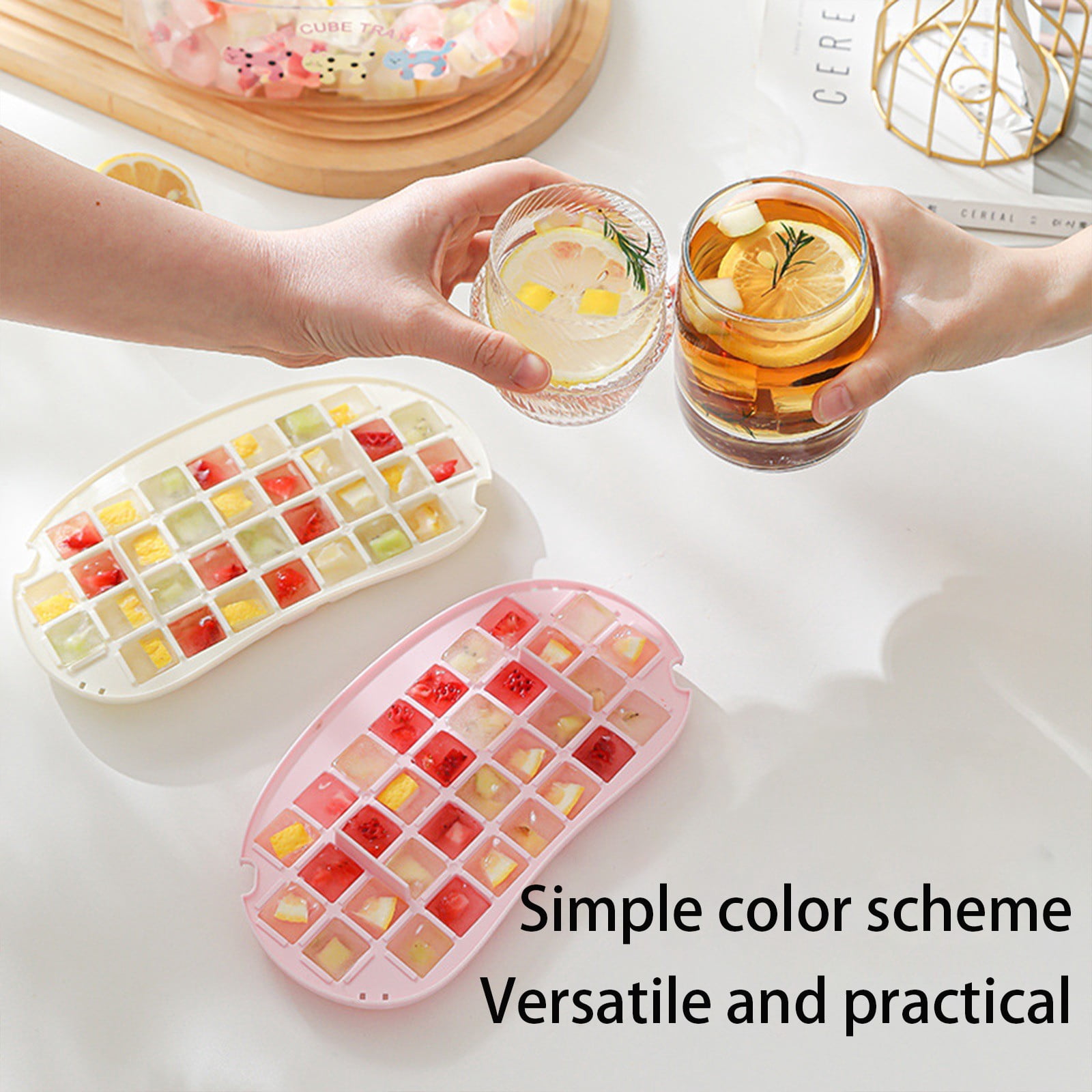 Mold Ice Making Press Refrigerator Ice Box,Household Food Grade Homemade Ice Storage Box with Lid,a Reusable Food Storage Container for Ice Cubes Freezer Organization and Cold Drinks