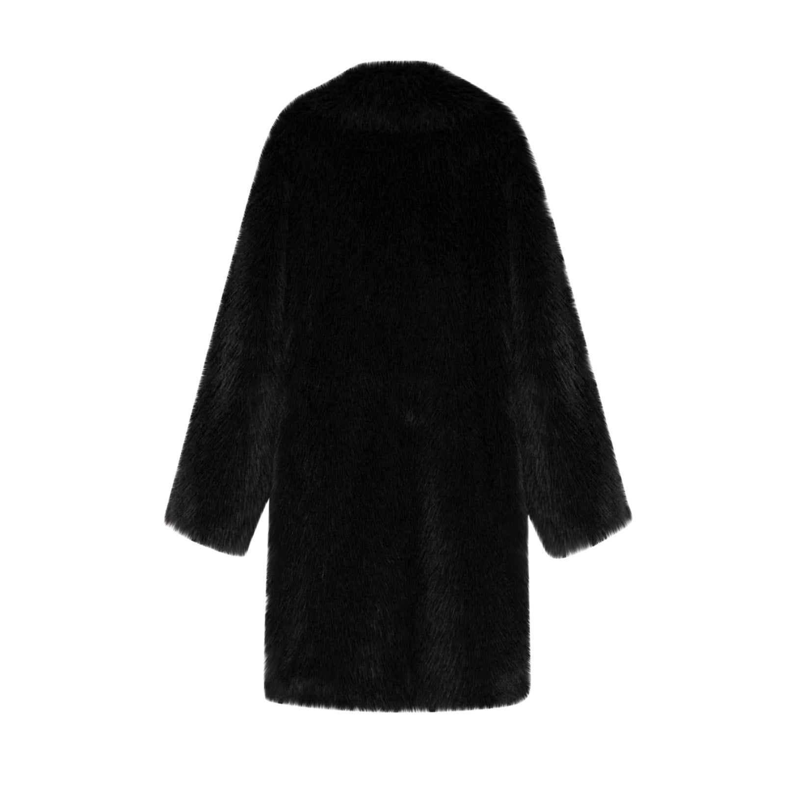 Kukoosong Women's Faux Fur Coats, Winter Warm Lapel Furry Mid-Length Jackets, Open Front Thick Outerwear Coats for Women