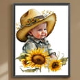 thumbnail image 1 of Pintura de diamante 5D DIY Taladro redondo completo Girasol Vaquero Niño Kit Decoración para el hogar Hugtrwg Para estrenar, 1 of 9
