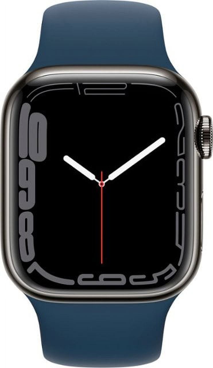 Restored Apple Watch Series 7 (GPS+Cellular, 41mm) - Stainless Steel Case - Graphite Sport Band (Refurbished)