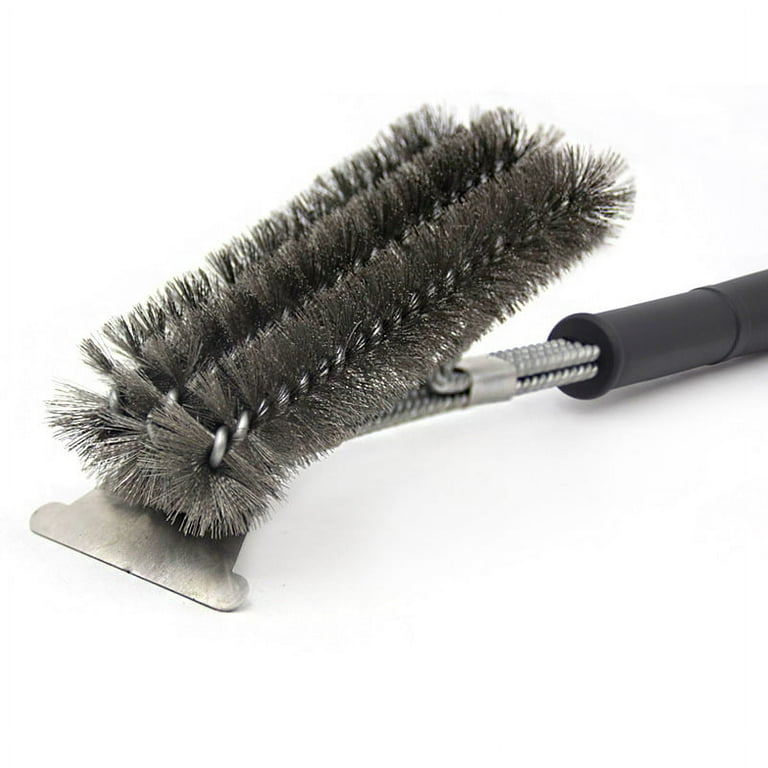 Grill Brush and Scraper Best BBQ Brush for Grill, Safe 18 Stainless Steel  Woven Wire 3 in 1 Bristles Grill Cleaning Brush