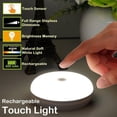 thumbnail image 2 of shiyou-Rechargeable Touch Light, DIY Stick Anywhere Led Night Light Touch Lamp Tap Light (Touch Sensor Switch, Stepless Dimmer, Last Setting Memory, Built-in Battery Powered, Warm White Light), 2 of 4