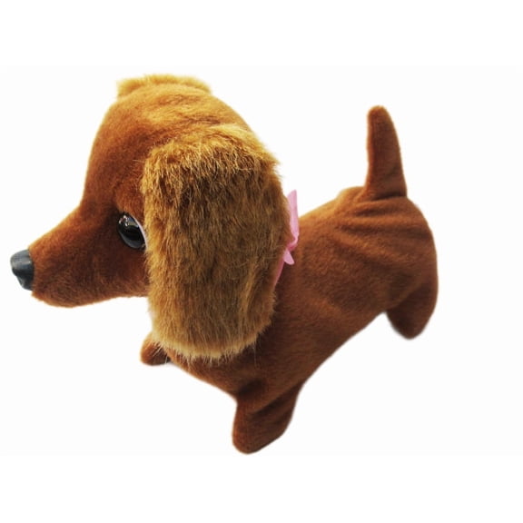 One Walking, Sounding, Tail Wiggling Toy Sausages Dog Puppy Faux Figure for Children in Random Color