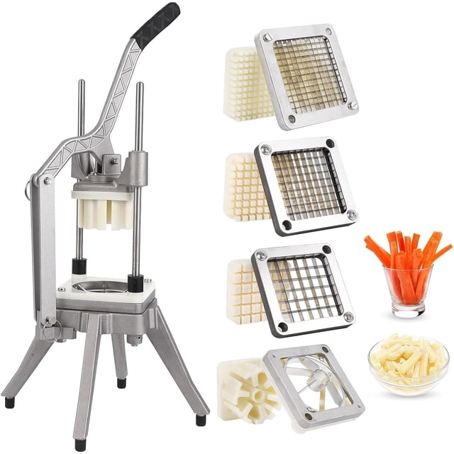 Bingirl Commercial Vegetable Chopper With Replacement Blades -Stainless Steel French Fry Cutter, Potato Dicer, Vegetable & Fruit Slicer,for Restaurants & Home Kitchen,with a 6-wedge slicer
