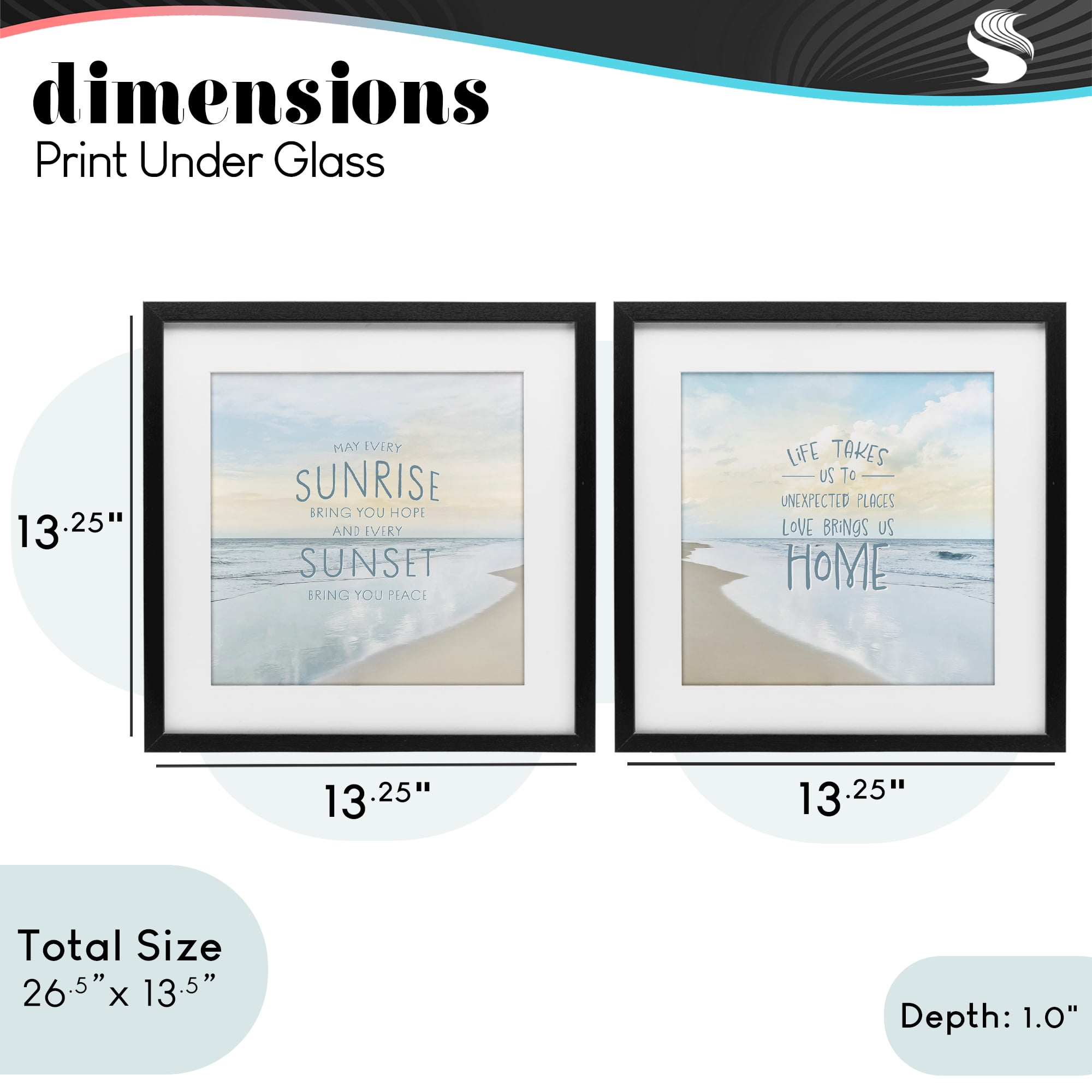 Stupell Industries Beautiful Beach Inspirations 2 Piece Black Framed Print Under Glass Set, design by Natalie Carpentieri