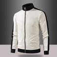 thumbnail image 2 of HBGVBA Men's Track Jacket, Stand Collar Full‑Zip Color Blocked Sport Coat, Contrast Stripe Ribbed Cuff Outerwear for Gym Running Daily Casual Wear, 2 of 6