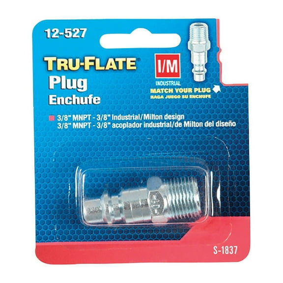 1 Pc, Tru-Flate Steel Air Plug 3/8 In. Male 1 Pc