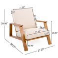 thumbnail image 3 of Lisonu Outdoor Patio Lounge Chair, Modern Adirondack Club Chair with Deep Seating, Teak Acacia Wood Frame & Weather-Resistant Beige Cushion, 3 of 21