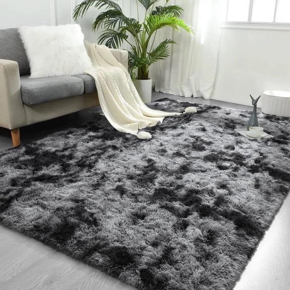 Ultra Soft Shag Area Rug for Living Room, Machine Washable Plush Carpet with Non Slip Backing, Fluffy Bedroom Rug for Home Decor, 5' x 7'