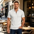 thumbnail image 7 of KLHDSF Men's Textured Knit Polo Shirts 1/4 Zipper Shirts Short Sleeve Casual Lightweight Golf Shirt White M, 7 of 7