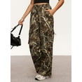 thumbnail image 6 of Women's Camo Cargo Baggy PantsStreetwear Drawstring Wide Leg Trousers Flare Sweatpants, 6 of 14