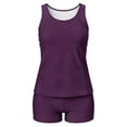 thumbnail image 4 of HOMBOM Swimsuit for Women Two Piece Swimwear Tankini Purple Modest High Waisted Shorts Ladies Bathing Suit,Colorblock,S, 4 of 9