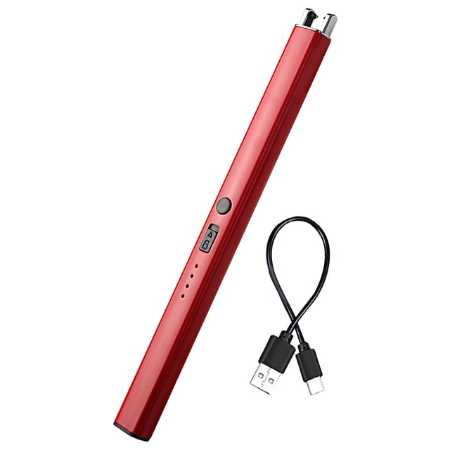Flmtop Allumeur à Impulsions USB Rechargeable Coupe-Vent à Longue Poignée pour Cuisinière à Gaz de Camping, Allumeur Électrique Sans Flamme, Articles d'Extérieur