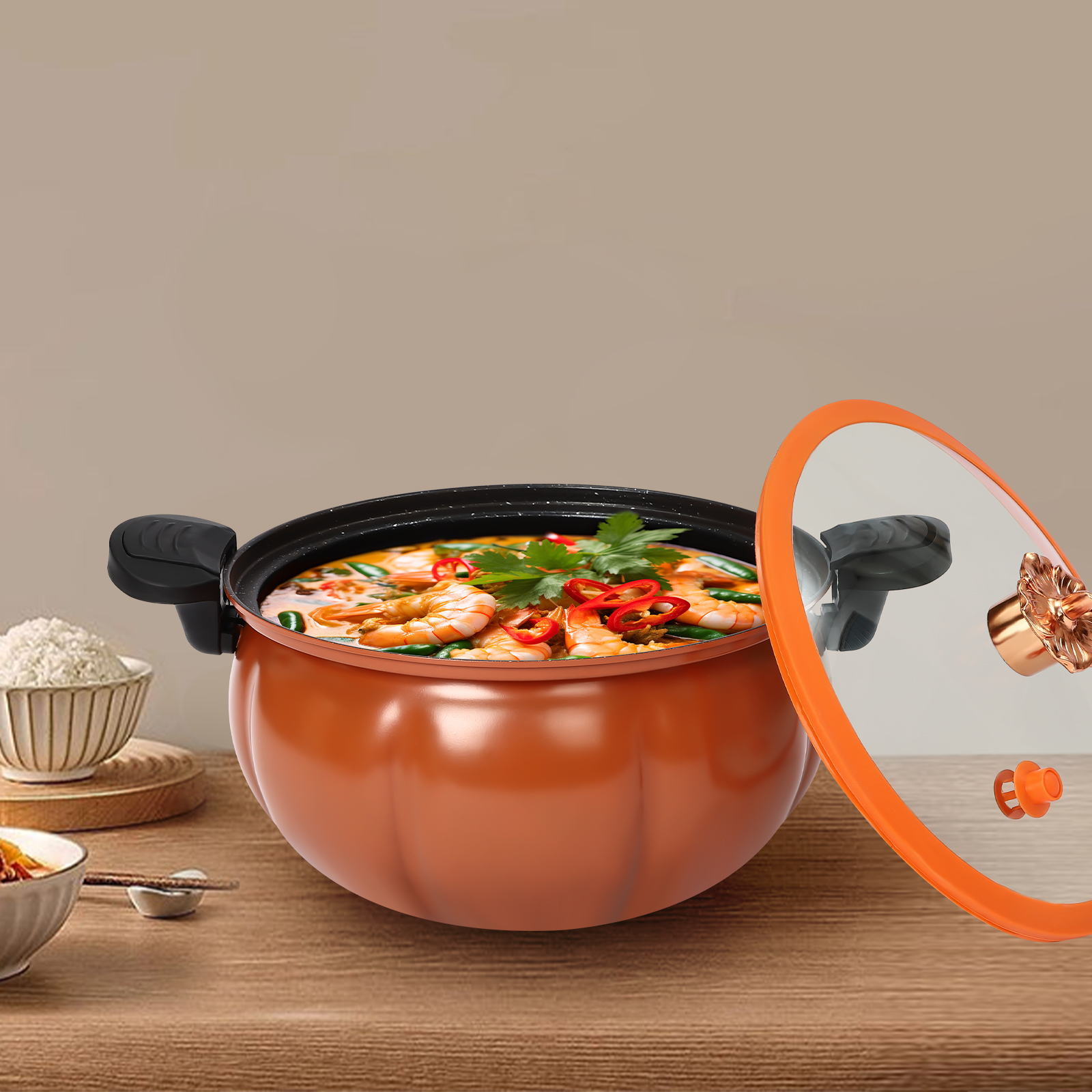 Micro Pressure Cooker Micro Pressure Cooking Pot Pumpkin Shape Pressure Cooking for home kitchens, dormitories