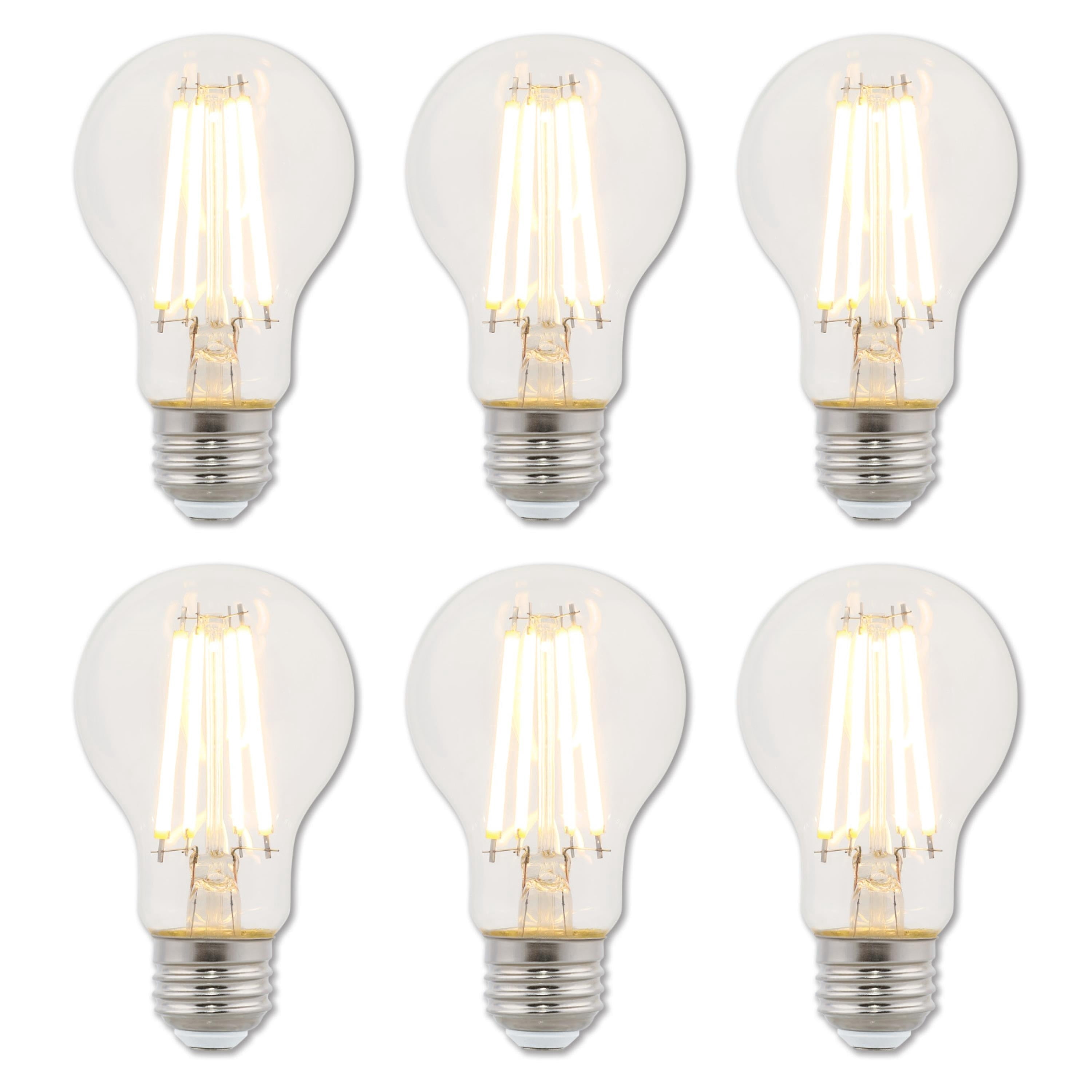 Westinghouse Lighting 5259020 8 Watt (75 Watt Equivalent) A19 Dimmable Clear Filament LED Light Bulb, Medium Base, 6 Pack