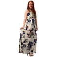 thumbnail image 3 of Floral Print Cut Out Waist Spaghetti Strap Side Slit Maxi Dress, 3 of 9