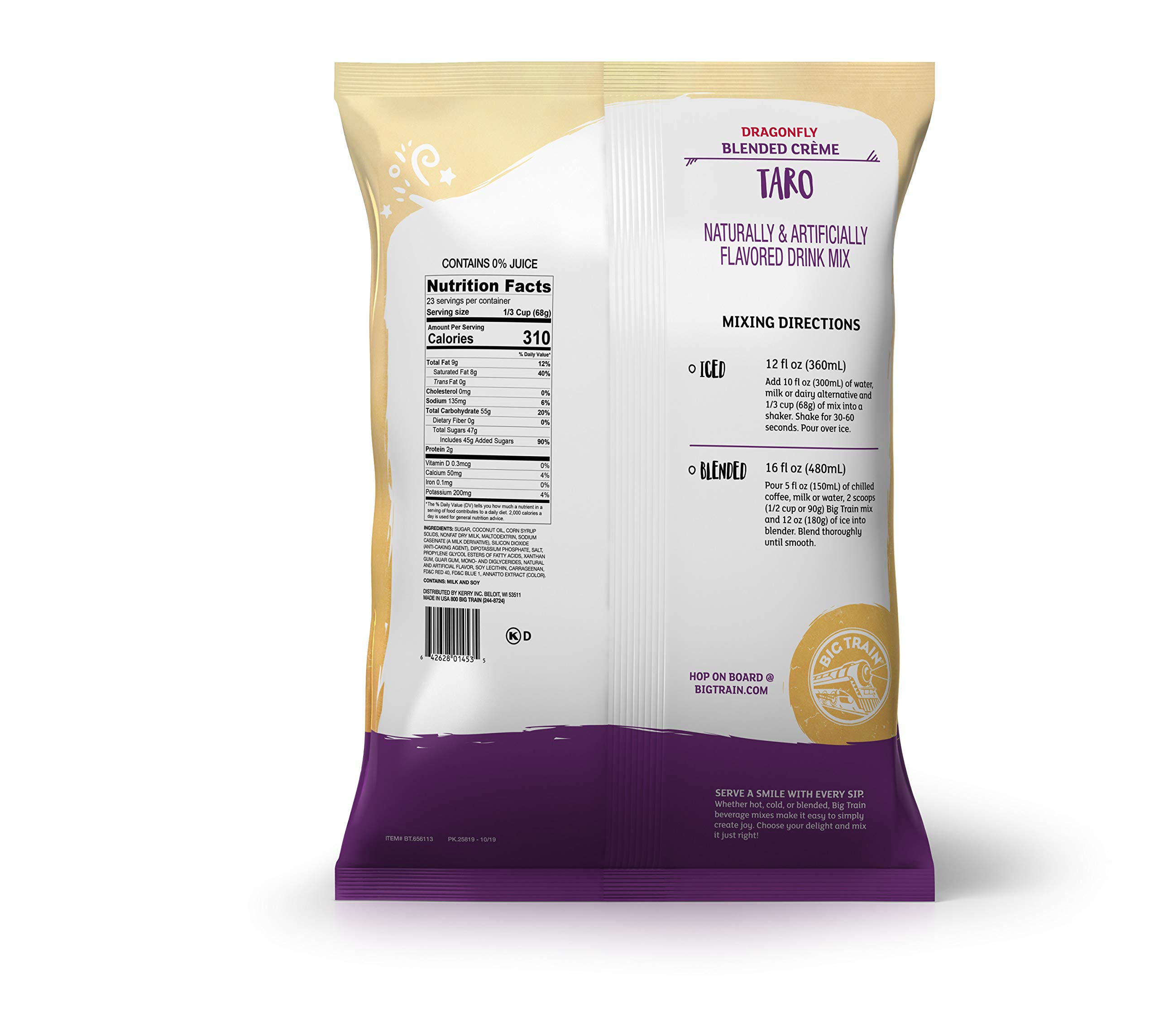 BIG TRAIN DRAGONFLY TARO BLENDED CRèME BEVERAGE MIX, 3.5 LB