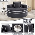 thumbnail image 4 of Leumius Oversized Round Chaise Lounge Chair Indoor, Upholstered Sofa Bed With Deep Seat and Cupholders,Cozy Boneless Chaise with High Density Memory Foam for Living Room,No Assembly,Dark Gray, 4 of 12