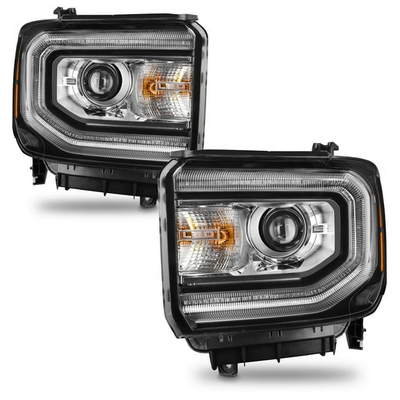 AKKON - Fit 2016-2019 GMC Sierra [HID/Xenon Model] w/LED DRL Projector Headlights Lamps OE Style Pair