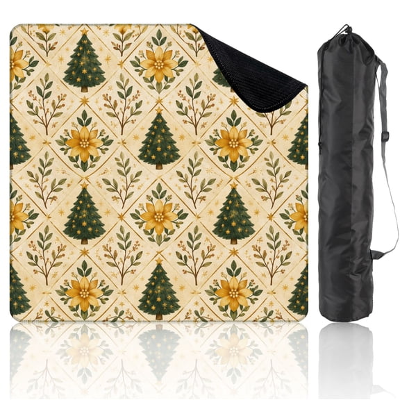 31.5" x 31.5" Mahjong Mat with Carrying Bag Christmas Tree Floral winter Non-Slip Noise Reduction Game Mat for American Mahjong Table Cover Game Night Decor Hostess Gift
