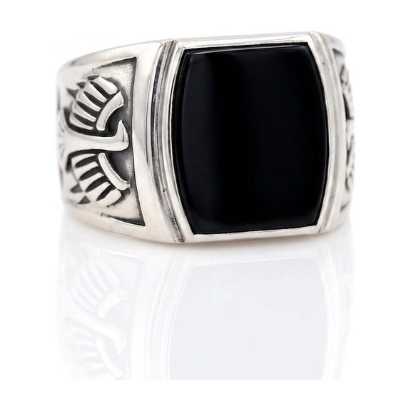 Black Onyx Men's Ring, 925 Sterling Silver Ring, Natural onyx Signet Ring, Vintage Ring For Men, Gift For Him
