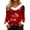 Red, variant on Christmas Clothes for Women, Women's Faux Furry Trim V Neck Blouse Long Sleeve Xmas Graphic Tee Holiday Tops (XL, Red)