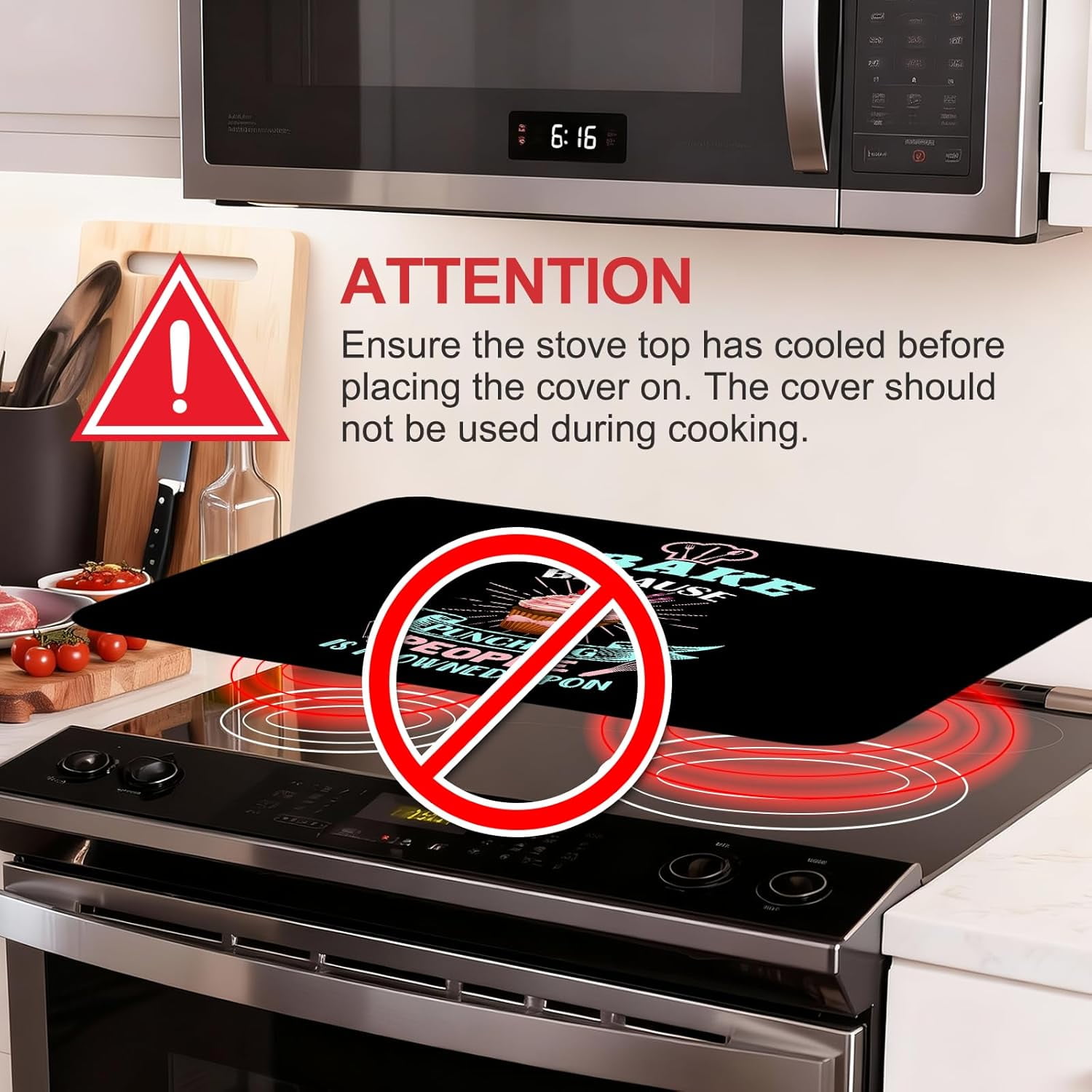 Stove Top Covers for Electric Stove 28"x20" - I Bake Because Punching People is Frowned Upon Glass Stove Top Cover - Heat Resistant Induction Cooktop Protector - Kitchen Gifts for Women, Bakers