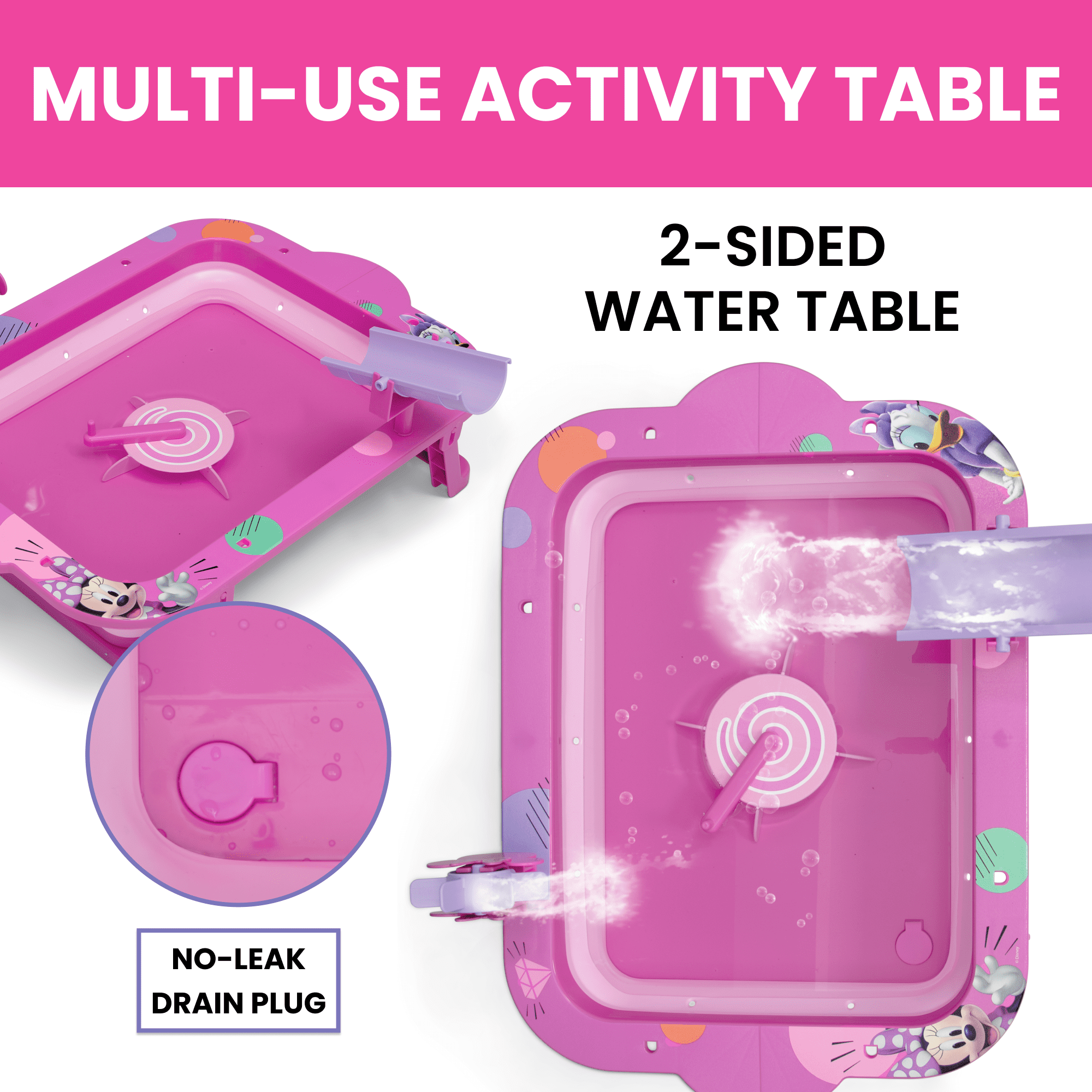 Disney Minnie Mouse Water Activity Table by Delta Children - Collapsible & Portable - Ideal for Travel, Pink