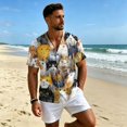 thumbnail image 5 of Uwinwear Linen Cotton Short Sleeve For Men Button Up V Neck Shirts Lightweight Printed Tops Hawaiian Summer Beach Casual Shirts Breathable Casual Wear,White,S, 5 of 8