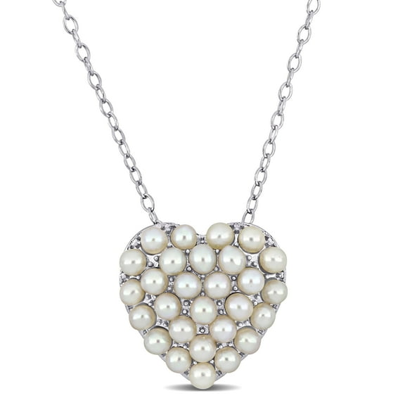 Everly Women's 2mm Cultured Pearl Sterling Silver Pendant