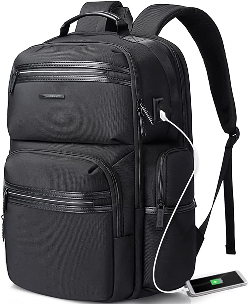 Laptop Backpack for Men，Business Travelling Backpacks with USB Charger Port,Weekender CarryOn