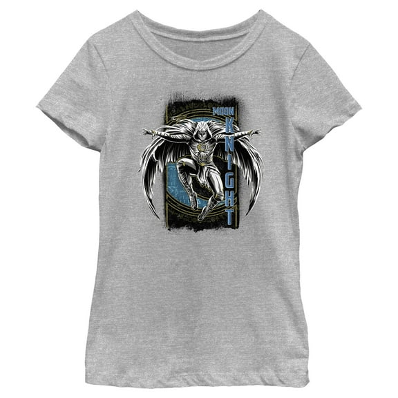 Girl's Marvel: Moon Knight Jumping Into Action From Above Graphic Tee Athletic Heather X Small